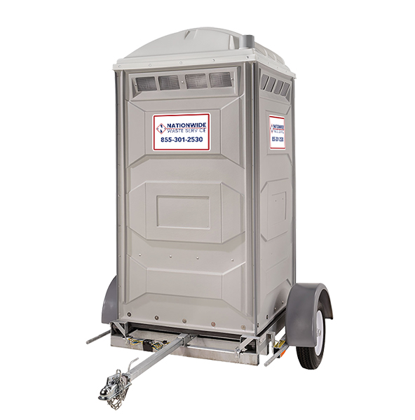 Construction trailer rental with porta-potty for mobile sanitation on job sites