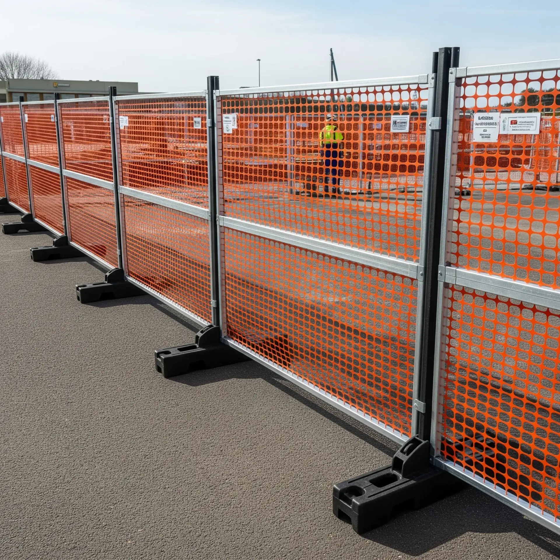 Temporary fencing at a construction site